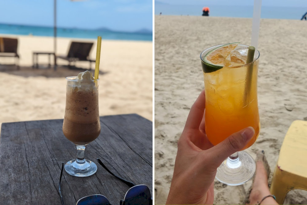 Taste Vietnamese coffee with sand between your toes at An Bang Beach